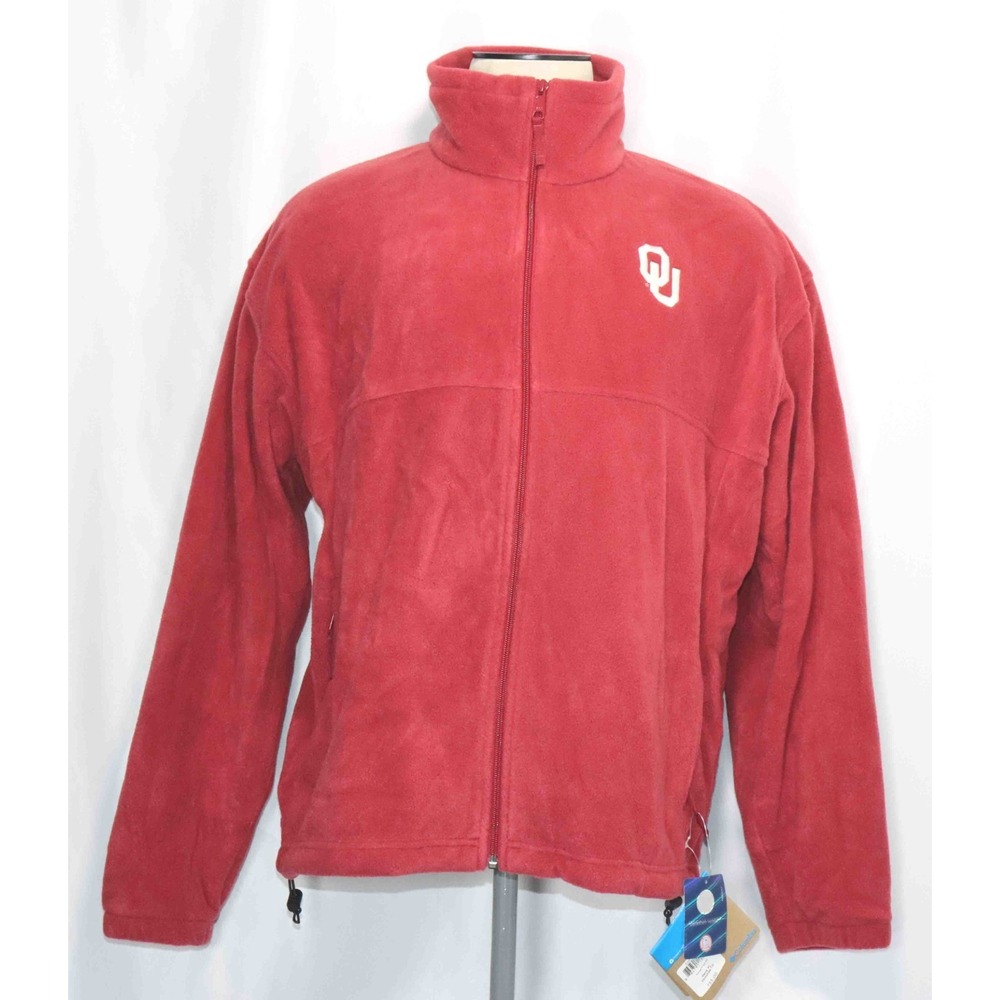 NWT Columbia Flanker Oklahoma Sooners Red Full Zip Fleece Jacket Mens Size XL
